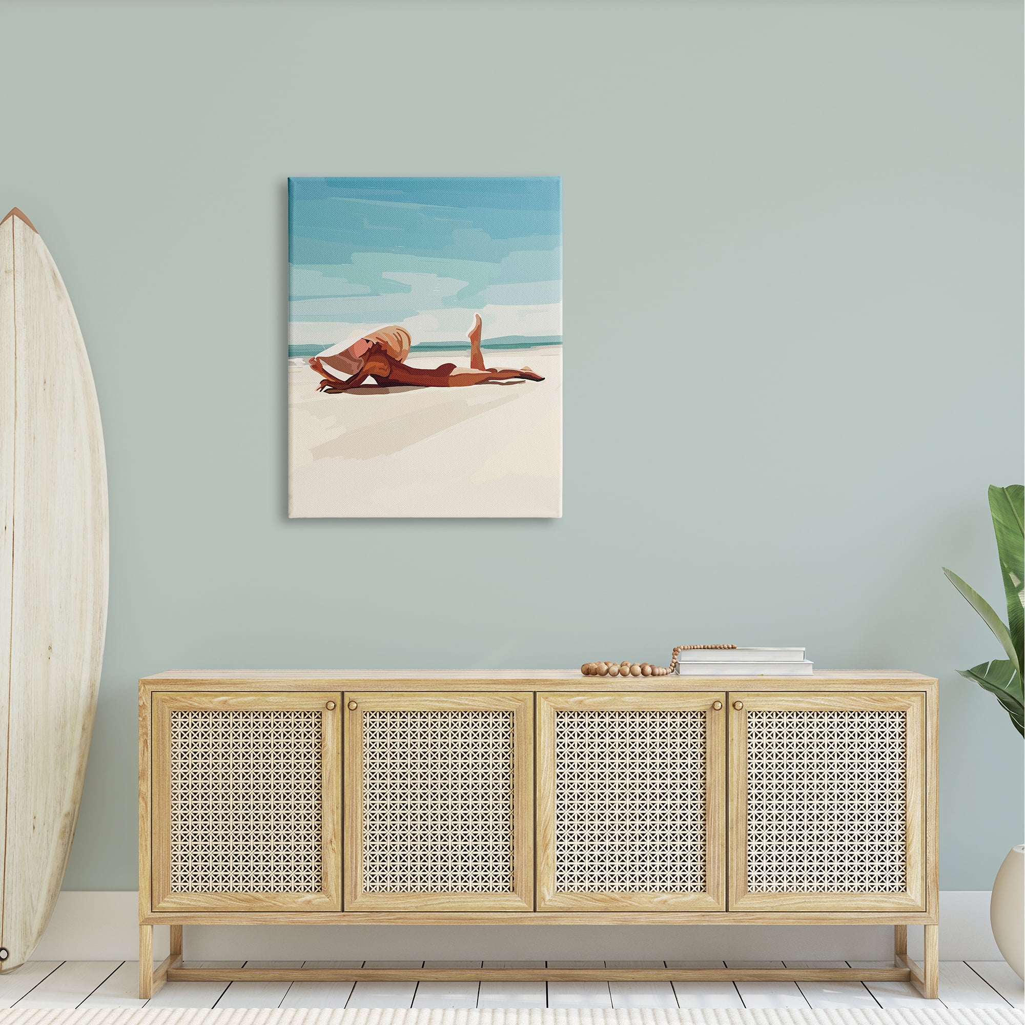 Stupell Industries Beach Babe Lounging Coastal Ocean Shoreline Graphic Art Gallery Wrapped Canvas Print Wall Art, Design by Amelia Noyes