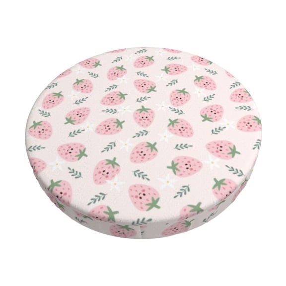 Vsdgher Floral Strawberr Print Stool Covers Round,Stretch Round Stool Covers Washable Stool Cushion Slipcover Elastic Chair Covers for 12-14 Inch Chair