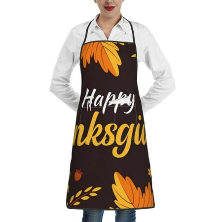 

Lukts Happy Thanksgiving 1 Pattern Kitchen Apron Waterdrop Resistant Apron with adjustable Aprons for Women and Men with Pockets Cooking Apron
