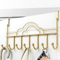 thumbnail image 5 of Over the Door Hooks for Towels & Keys | No Drill Installation | Rustproof Steel Hooks for Bathroom & Bedroom | Space Saving Storage Organizer | Gold or Rose Gold Finish | 1 Piece, 5 of 6