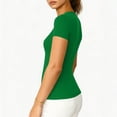 thumbnail image 6 of Wlynlyn Going Put Tops for Women Short Sleeve V Neck Low Cut Summer Tshirts Slim Fitted Ribbed Knit Crop Tees, 6 of 7