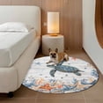 thumbnail image 3 of Oceans Round Living Room Rugs 3.3 ft, Coastal Orange Blue Sea Turtles Starfish Wood Gradient Washable Area Rug with Non-Slip Sturdy Edge Binding Round Front Door Mat Floor Carpet for Entryway, 3 of 9