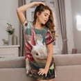 thumbnail image 3 of Easygdp Colorful Axolotl Underwater Camisón de manga corta para mujer, informal, estampado, 3 of 6