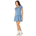 thumbnail image 4 of Celebrity Pink Women’s and Women's Plus Denim Mini Dress with Puff Sleeves, Sizes XS-XXXL, 4 of 7