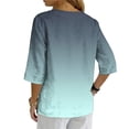 thumbnail image 4 of Jsaierl 3/4 Sleeve Cotton Linen Womens Tops Plus Size Button Up V Neck Shirts Fashion Graphic Ladies Blouses Flowy Vacation Tunic Top S-2XL, 4 of 7