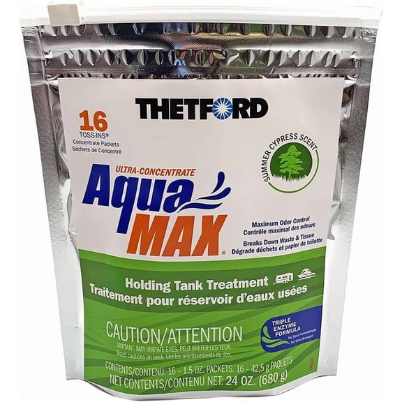 96670 AquaMAX Summer Cypress Scent RV Holding Tank Treatment, Formaldehyde Free, Waste Digester, Septic Tank Safe, 16 Ct