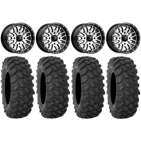MSA Machined Brute 15" UTV Wheels 33" XTR370 Tires Can-Am Maverick X3 / Honda Pioneer 1000 / Talon