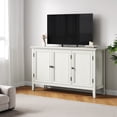 thumbnail image 2 of CozyHome Buffet Cabinet with Doors and Adjustable Shelves, Bohemian Sideboard, Wood Credenza Cabinet Organizer for Bedroom, Living Room, Dining Room, Hallway, Grayish-White, 2 of 10