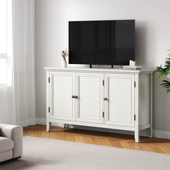Mintazer Buffet Cabinet with Doors and Adjustable Shelves, Bohemian Sideboard Cabinet Organizer for Bedroom, Living Room, Dining Room, Hallway, White