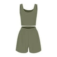thumbnail image 4 of TYGHBN Two Piece Outfits Women Summer Shorts Sets 2 Piece Sleeveless Matching Crop Top and High Waisted Shorts for Women Summer Bathing Suits Women Womens Long Board Shorts for Swimming Youth Romper, 4 of 4