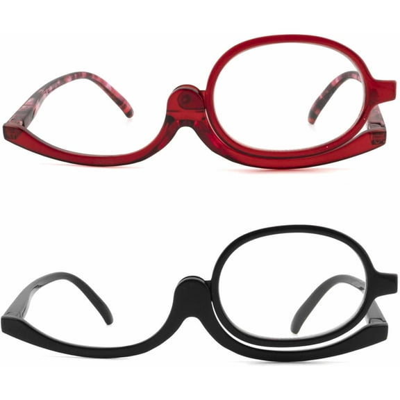 2Pcs Makeup Reading Glasses for Women Flip Down Cosmetic Readers Make Up Eyeglasses