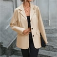 thumbnail image 2 of CharmCyan Women’s Faux Leather Blazer Jacket with Notched Lapel Long Sleeve Single Breasted Office Casual Outerwear Coat Beige L, 2 of 2