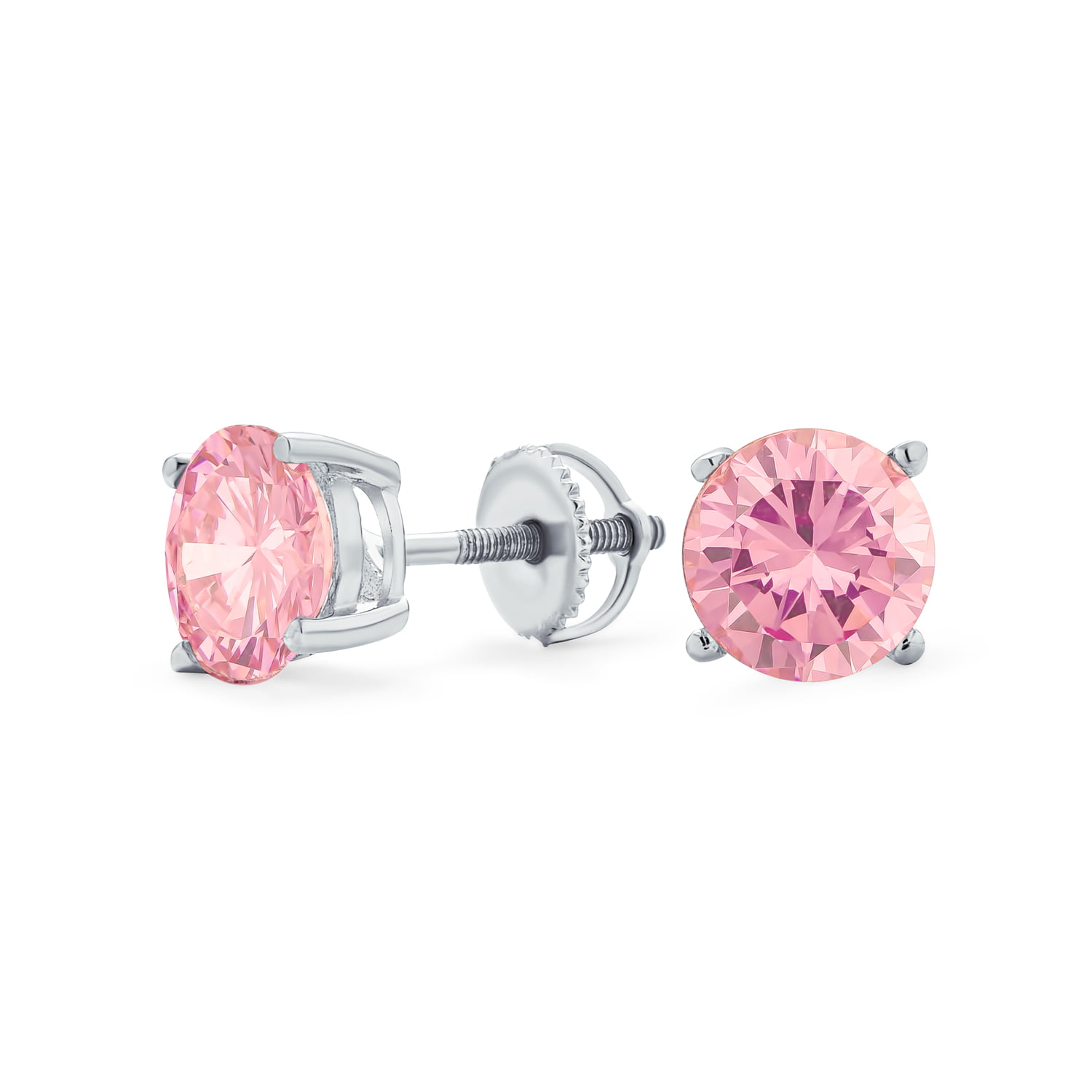 Diamond Equivalent = 0.06 cttw October Birthstone Round 2mm 14k Gold Pink CZ Stud Earrings 