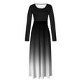 thumbnail image 4 of HAPIMO Women's Maxi A Line Dress Solid Fall Dresses Empire Waist Elegant Holiday Boho Long Sleeve Round Neck Vintage Black XXL, 4 of 5