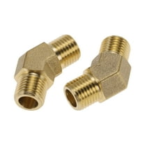 Unique Bargains Brass Pipe Fittings 1/4"Male Double External Thread 45 Degree Elbow 1.42" 2 Pcs