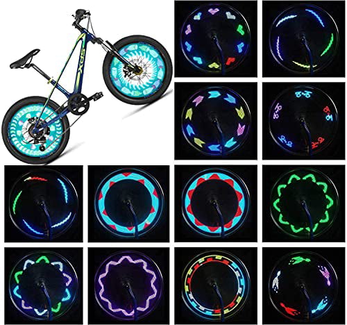Ssking Bike Wheel Lights Waterproof 14 LED Ultra Bright Bicycle Spoken Decorations Safety Lights and 30 Patterns,Auto & Manual Dual Switch,Cool Bike Tire Accessories 14 LED Ultra Bright Bicycle Spoken Decorations Safety Lights 30 Patterns