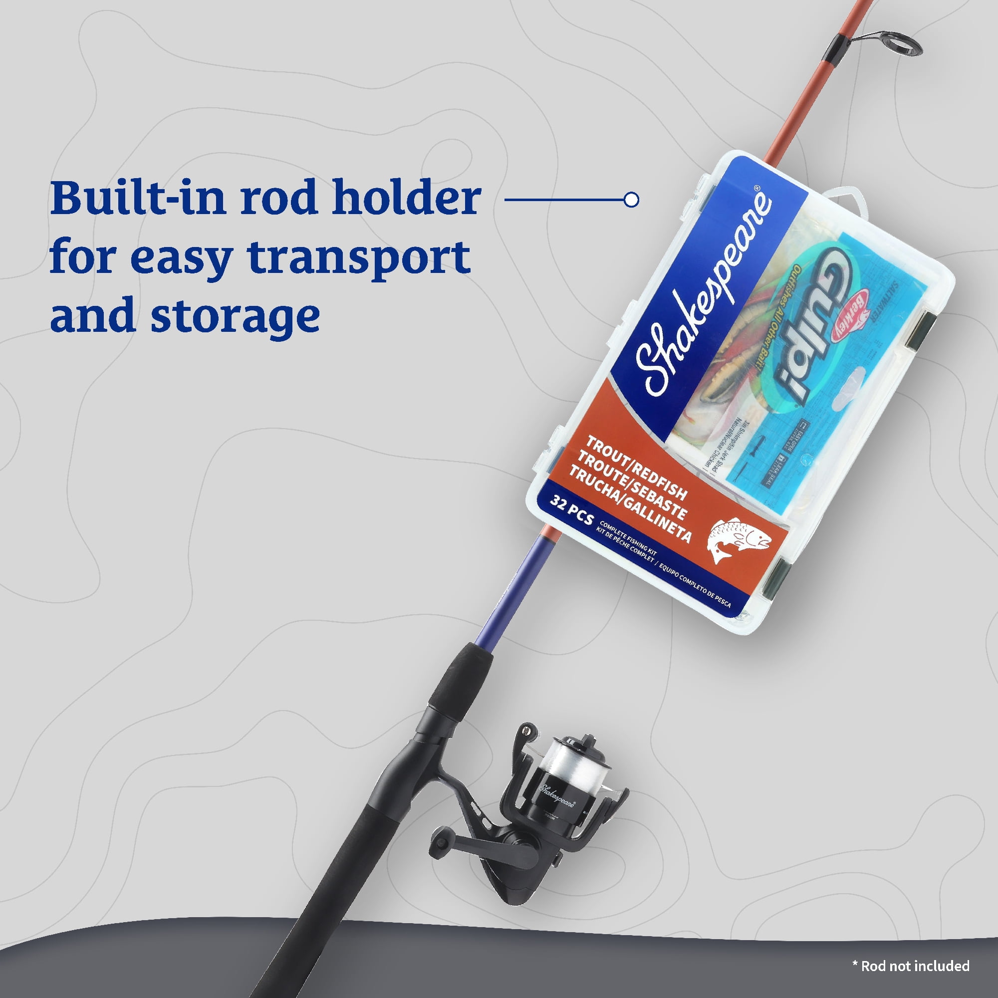 Shakespeare Catch More Fish Redfish Trout Tackle Box Kit, Fishing Tackle Box with Tackle