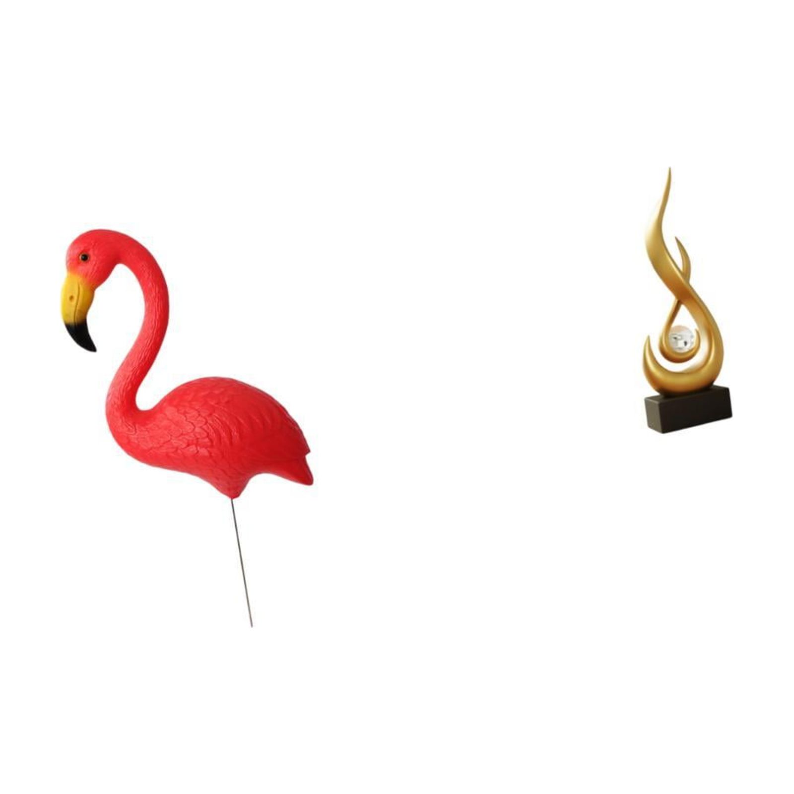 Miulika Flamingo Fairy Garden Sculpture with Abstract Fire Flame Design for Holiday Spring Yard Art and Modern Indoor Cabinet Ornament Decor