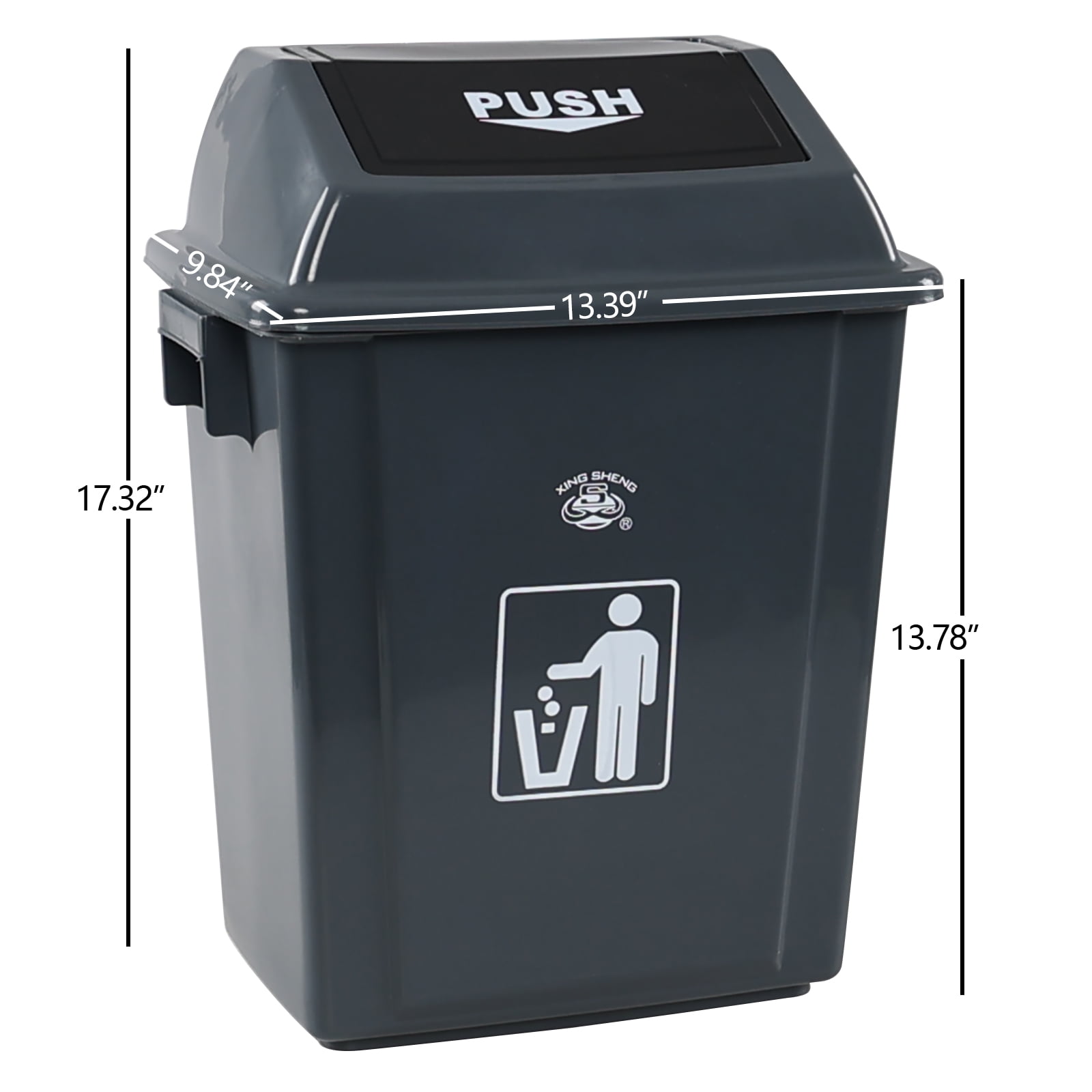 Uumitty Kitchen Trash Can 6 Gallon with Swing Lid, Plastic Tall Garbage Can Outdoor and Indoor, Swing-Top Recycle Bin Waste Basket (4-Pack, Grey)