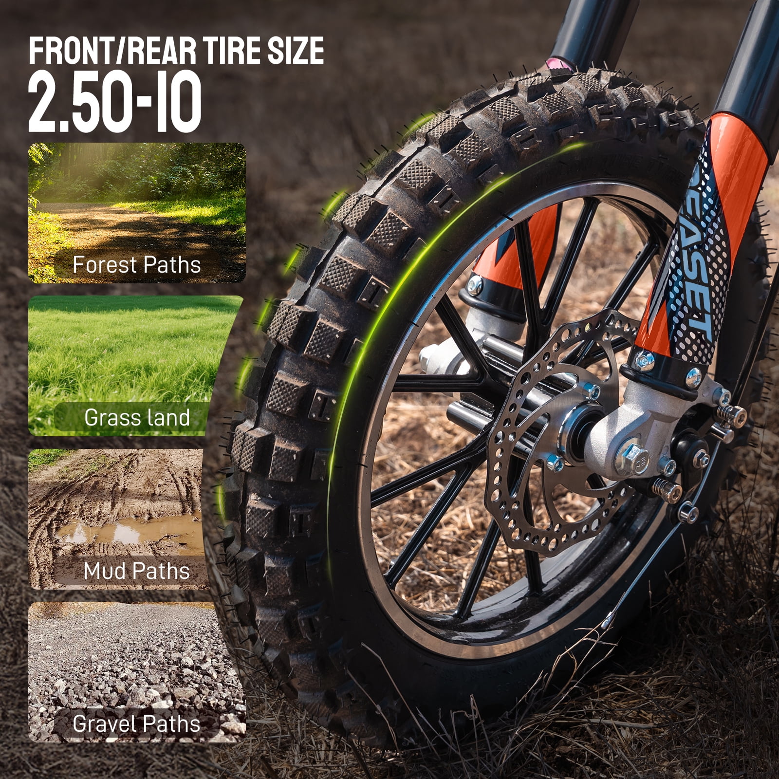 Gas Dirt Bike,50cc 4-Stroke Gas Powered Mini Bike for Adults & Teens,with Disc Brakes&Suspensions,Up to 25 Mph