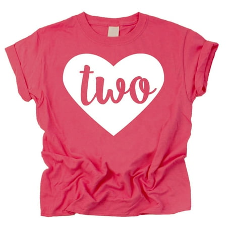 

Two in Heart 2nd Birthday Girls Shirt for Toddler Girls Second Birthday Outfit Vintage Hot Pink Shirt 4T