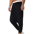 thumbnail image 3 of Mens Work Pants Fashion Drawstring Elastic Waist Solid Color Casual Retro Nationality Length Dropped Pants Pantalones Para Hombre Black XL, 3 of 7