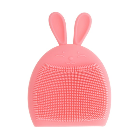 Unique Bargains 1 Pc Silicone Facial Cleansing Brush Rabbit Shape 3.35"x2.56"x0.63" Light Pink