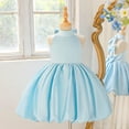 thumbnail image 5 of WEIGFI Toddler Kid Girls Dresses Graduation Puff Tutu Ball Gown Formal Dressy Bowknot Elegant Solid Color Halter Neck Strapless Performance Wedding Dress Sweet Party Sundress,Sky Blue,6-7 Years, 5 of 9