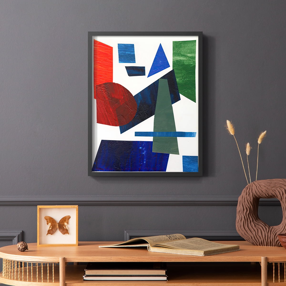 Colorful Shapes III Framed Print in Black Solid Wood Framed Print No Nail Hanging