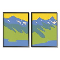 Stupell Industries Contemporary Blocked Mountains Graphic Art Black Framed Art Print Wall Art, Set of 2, Design by Jacob Green