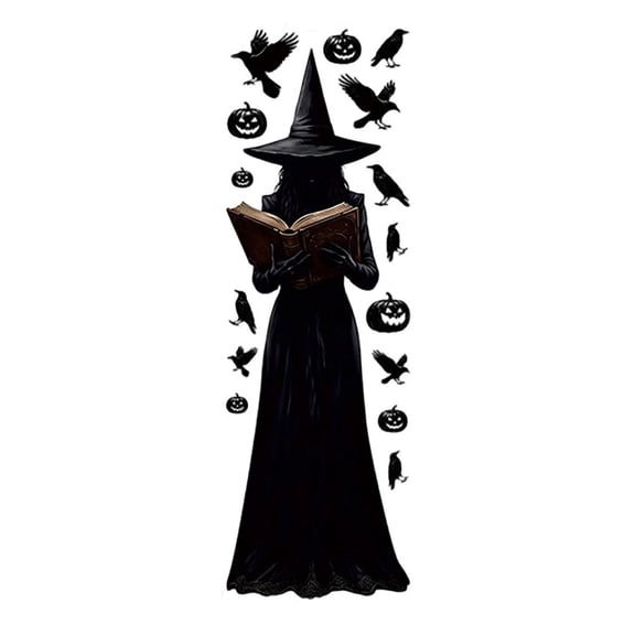 ZJNGJC Extra Large Halloween Witch Window Stickers Bat Decals For Party Living Room Bedroom Glass B