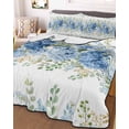 thumbnail image 3 of Quilts Full Size Bedding Set, Hydrangea Eucalyptus Lightweight Quilted Comforter, Summer Botanical Leaves Butterfly Soft Reversible Bedspread Coverlet with Pillow Covers for All Season, 78" x 90", 3 of 7
