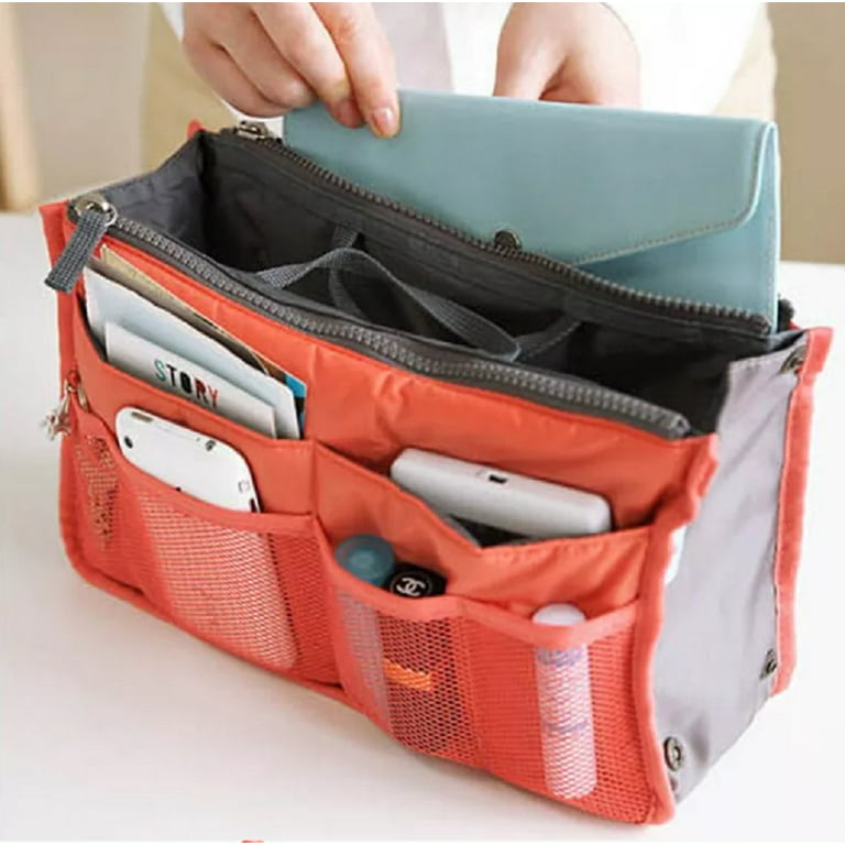 Women Multi-Pocket Travel Handbag Organizer Insert with Zipper Handles Purse  Liner TIKA 