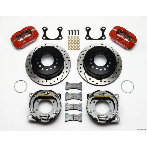 Wilwood Dynapro Low-Profile 11.00in P-Brake Kit Drill-Red Big Ford 2.36in Offset