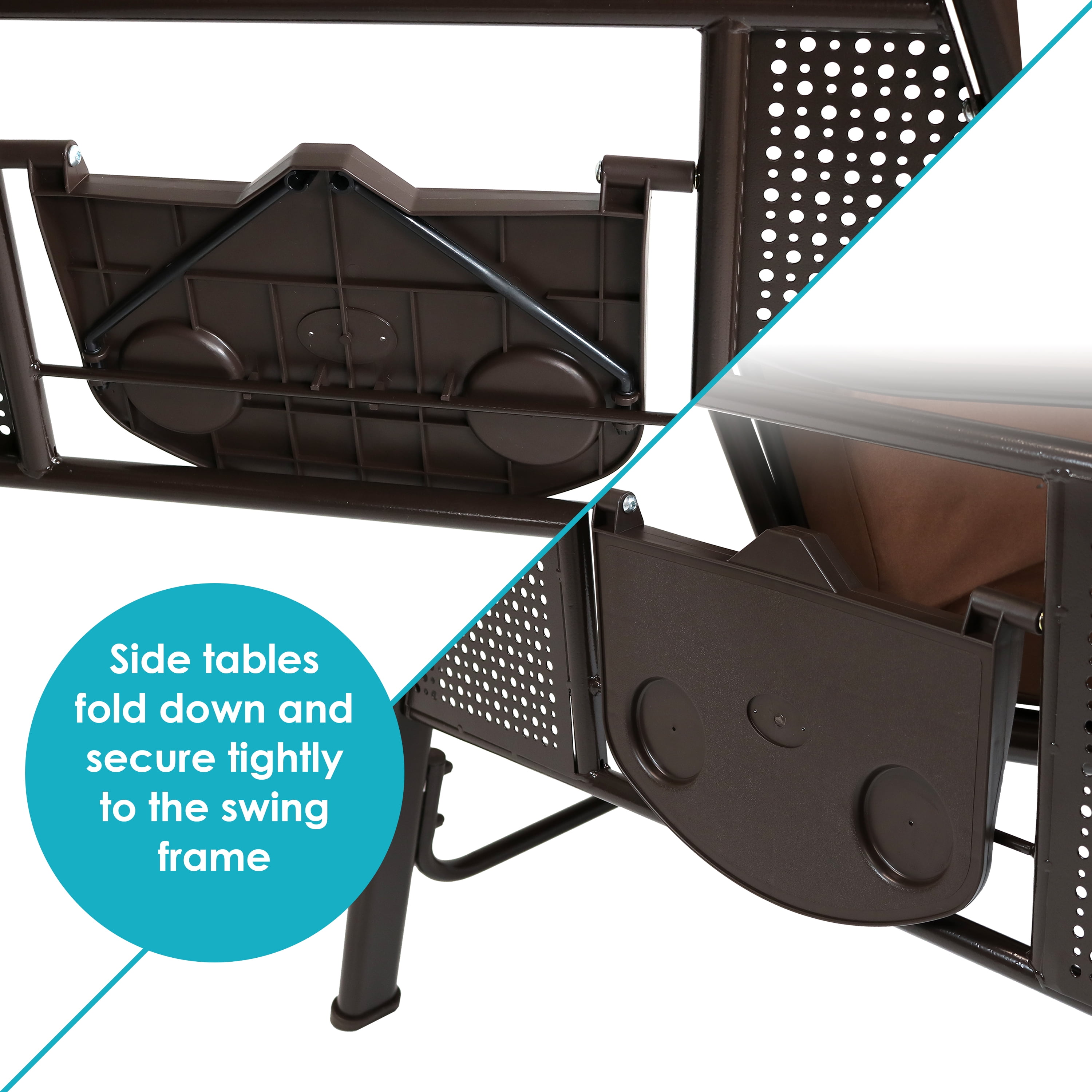Patio swing with attached side tables hotsell