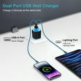 thumbnail image 3 of Compatible for iPhone Charger, HOOTEK Dual Port Charger Block Phone Charger with 2Pack 10FT Lightn-ing Cable Cord Charging Cord USB Wall Charger Adapter Cube Compatible for iPhone14/13/12/11, Blue, 3 of 10