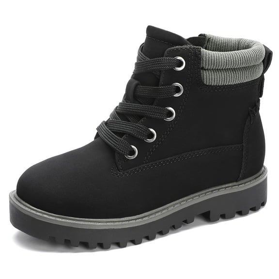 HOMEHOT Girls Boys Boots Kids Combat Ankle Boots​ with Side Zipper Outdoor Winter Boots for Little Big Kids