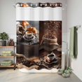 thumbnail image 6 of No Hook Shower Curtain, Coffee Beans Shower Curtains for Bathroom with See Through Top Window, Brown Hot Cafe Latte Cup Drink Country Waterproof & Washable Bath Curtain Extra Long 72"x96", 6 of 9