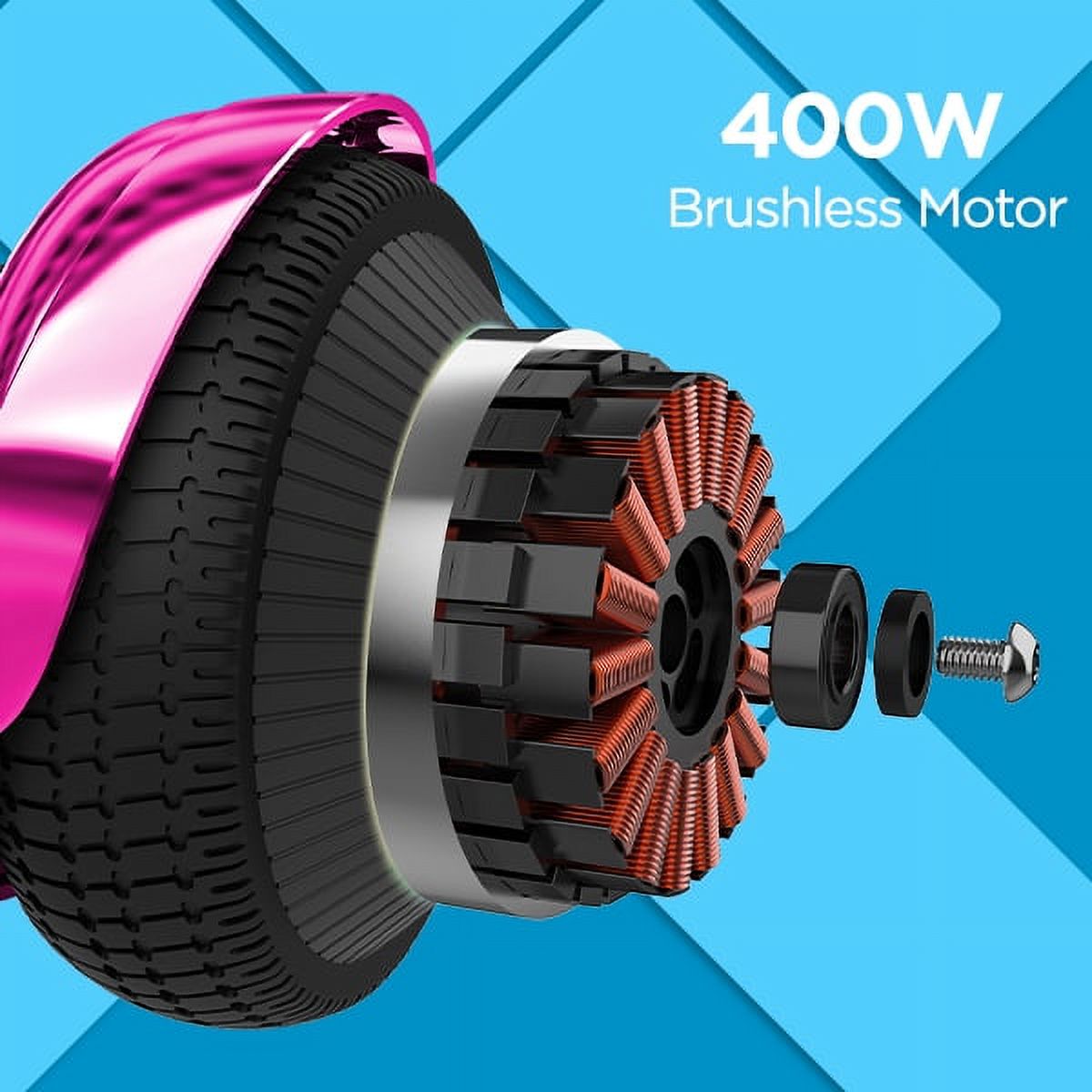 Hover-1 Allstar Hoverboard, Pink, 6.5in LED Wheels, LED Sensor Lights; Lithium-Ion 14 Cell Battery; Ideal for Boys and Girls 8+ and Less Than 220 lbs, UL Certified Electric Hoverboard - image 3 of 9