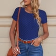 thumbnail image 6 of KLL Women 's Crew Neck Bodysuit Jumpsuits Navy Blue Print Short onesies Stretch T Shirts, 6 of 7