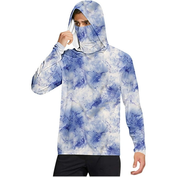 Yaoyar Men's UV Sun Protection Hooded Camo Shirts Long Sleeve Quick-Dry Outdoor T-Shirt Cooling Hoodies