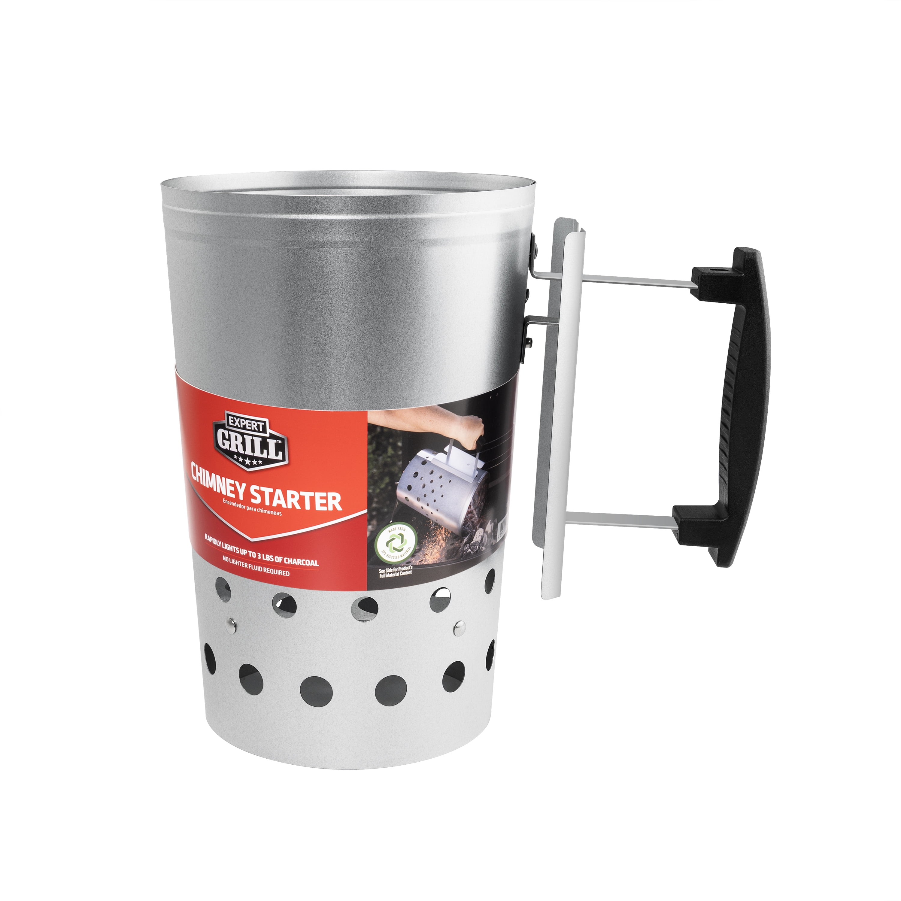 Expert Grill Charcoal Chimney Starter with Safety Handle for Outdoor Use
