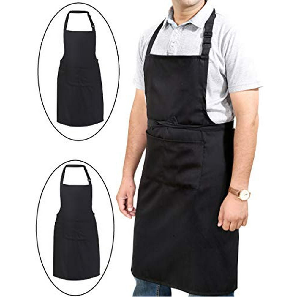 Ruvanti 2 Pack Professional Grade Black Aprons for Men/Women.Adjustable