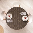 thumbnail image 4 of Ambesonne Art Deco Fitted Round Tablecloth, Abstract Curvy Lines 30s, 56"- 60" Diameter, Chocolate and Dark Mustard, 4 of 5
