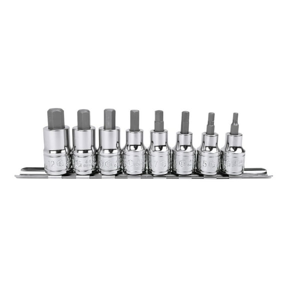Genius Tools 8 Piece 1/2" Dr. Metric Hex Bit Socket Set - BS-408H