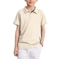 thumbnail image 2 of Dwellite Boys' Polo Shirt Striped Short Sleeve Summer Active Casual Collared for Kids Golf Shirts Back to School 2026 Orange 100, 2 of 6