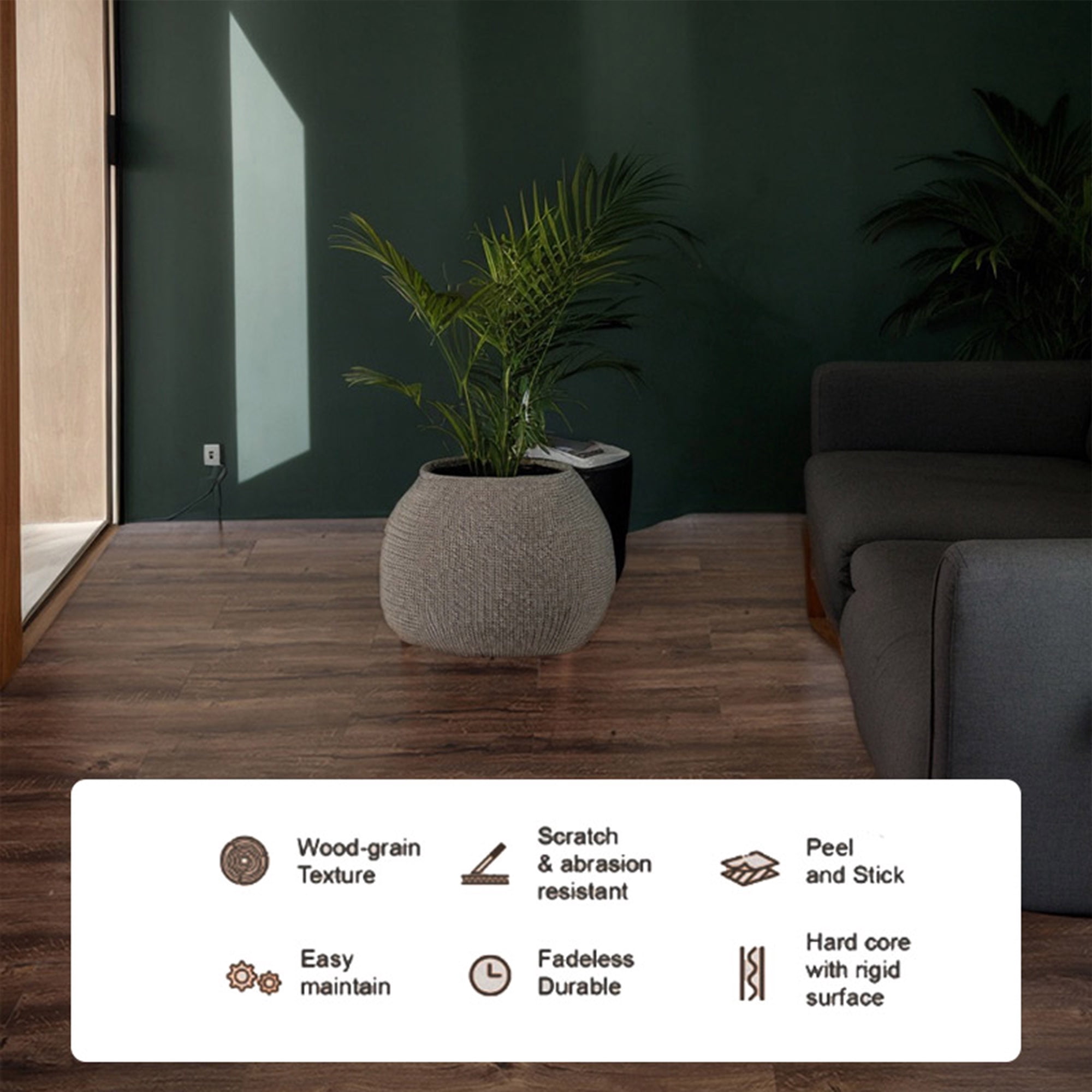 54pcs (cover 81 Sq. Ft), Each pcs 36''*6''. Peel & Stick, Vinyl Plank Flooring, Wood Grain, Self-adhesive and Waterproof Tile Sticker, DIY Stickers- for decorating living rooms, bedrooms, offices