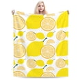 thumbnail image 6 of LNWH Fruit Lemon Print Art Pattern Throw Blanket, Fluffy Soft Cozy Bed Flange Plush Blankets, 80"x60", 6 of 8
