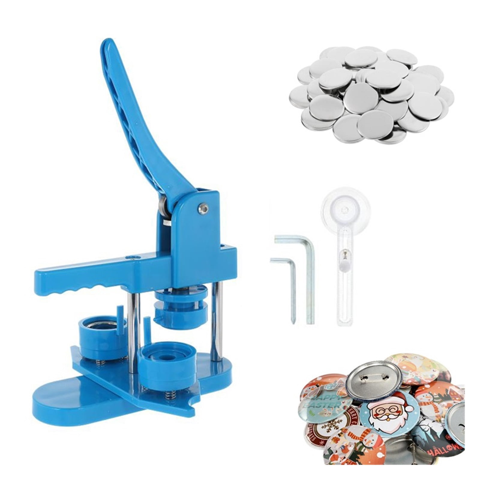 Punch Press Maker Machine Badge Button Pin Sublimation Sliver Blank Base Pins With Making Mould Adjustable Circle Cutter Tools DIY With Parts