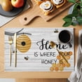 thumbnail image 2 of Summber Bee Placemats Set&nbsp;of&nbsp;6 Home Honey Letter Retro Wood Grain Texture Heat Insulation Washable Place Mats, Non-Slip Table Mats for Dining Table Party Kitchen Decor,13x19 Inch, 2 of 9